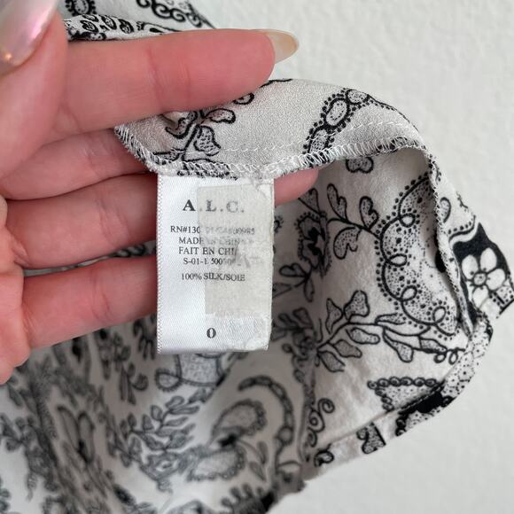 ALC B&W Floral Silk Tank Top - Picture 11 of 12